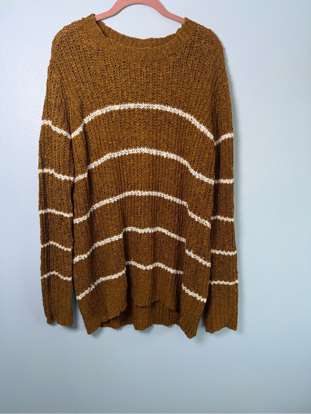 Cherish Rust Brown Striped Knit Tunic Sweater